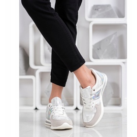 Goodin Chaussures de sport élégantes blanc argent gris 2