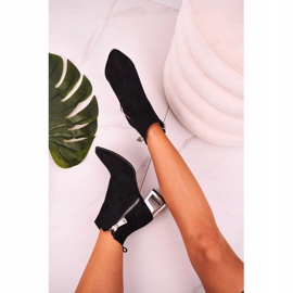 Nicole Bottes pour femmes à talon argenté en daim noir Norah le noir 3
