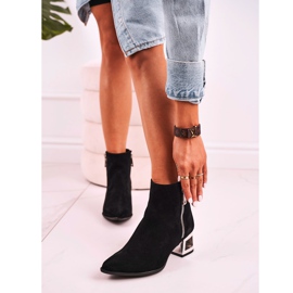 Nicole Bottes pour femmes à talon argenté en daim noir Norah le noir 1