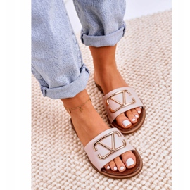 Nicole Chaussons Classiques Femme Cuir Beige Evie rose 2