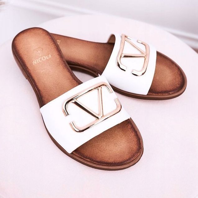 Nicole Chaussons Classiques Femme en Cuir Blanc Evie blanche 2