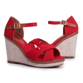 SEA Sandales Femme Sur Compensée Rouge LaMane beige 2