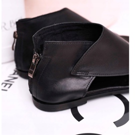 Nicole Sandales Plates En Cuir Femme Noir Natalie 1