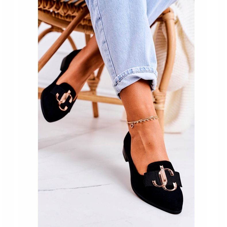 Nicole Mocassins en daim pour femmes Ballerines Mary-Jane noires le noir 1