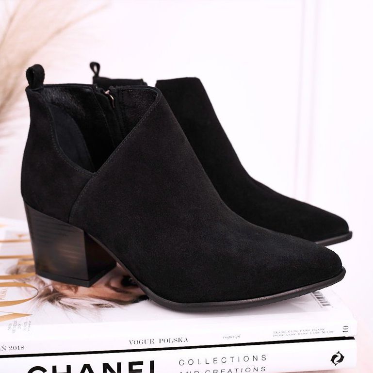 Nicole Boots Femme En Daim Découpé Noir Lawrence le noir 2