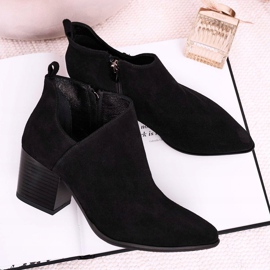 Nicole Boots Femme En Daim Découpé Noir Lawrence le noir 1
