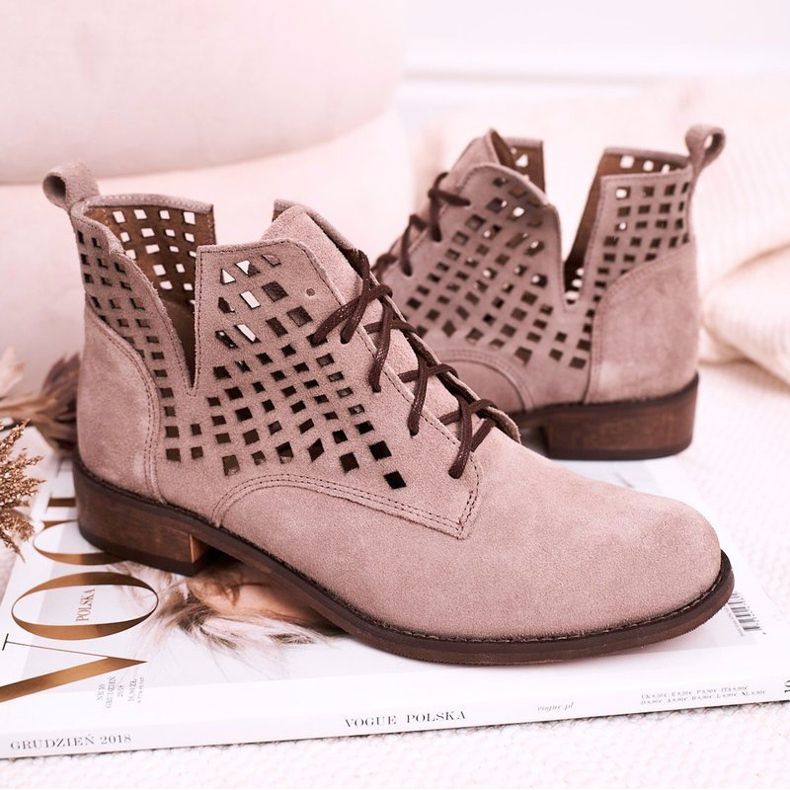 Nicole Bottes Susannah Femme Cappuccino Ajourées En Daim brun 2