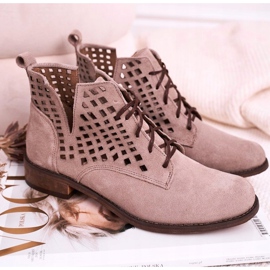 Nicole Bottes Susannah Femme Cappuccino Ajourées En Daim brun 5