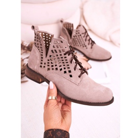 Nicole Bottes Susannah Femme Cappuccino Ajourées En Daim brun 3