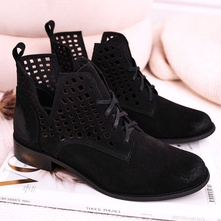 Nicole Bottines Susannah en Daim Ajouré Noir Femme le noir 1