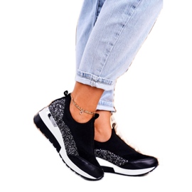Nicole Baskets Compensées En Cuir Pour Femmes Noir Argent Frances le noir 2