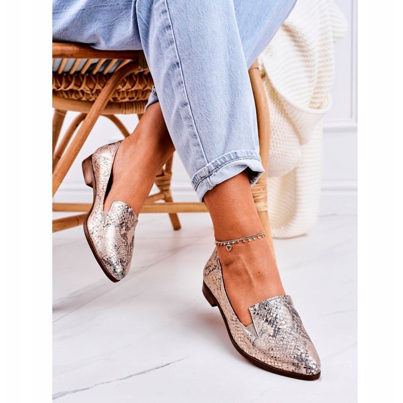 Nicole Mocassins En Cuir Femme Motif Animal Doré Scarlett multicolore d'or 2