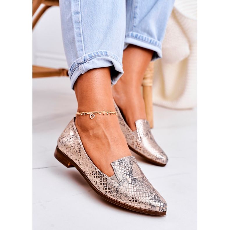 Nicole Mocassins En Cuir Femme Motif Animal Doré Scarlett multicolore d'or 1