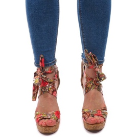 Sandales compensées nouées 3686 Camel brun 4