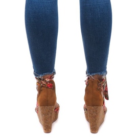 Sandales compensées nouées 3686 Camel brun 5