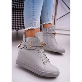Baskets Femme Sur Compensée Or Cadenas Gris Tersey 1