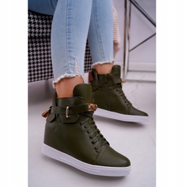 Baskets Femme Sur Compensée Or Cadenas Olive Tersey vert 1