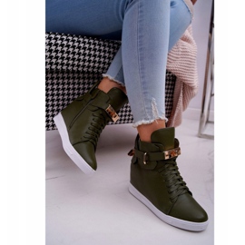 Baskets Femme Sur Compensée Or Cadenas Olive Tersey vert 2
