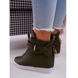 Baskets Femme Sur Compensée Or Cadenas Olive Tersey vert 3
