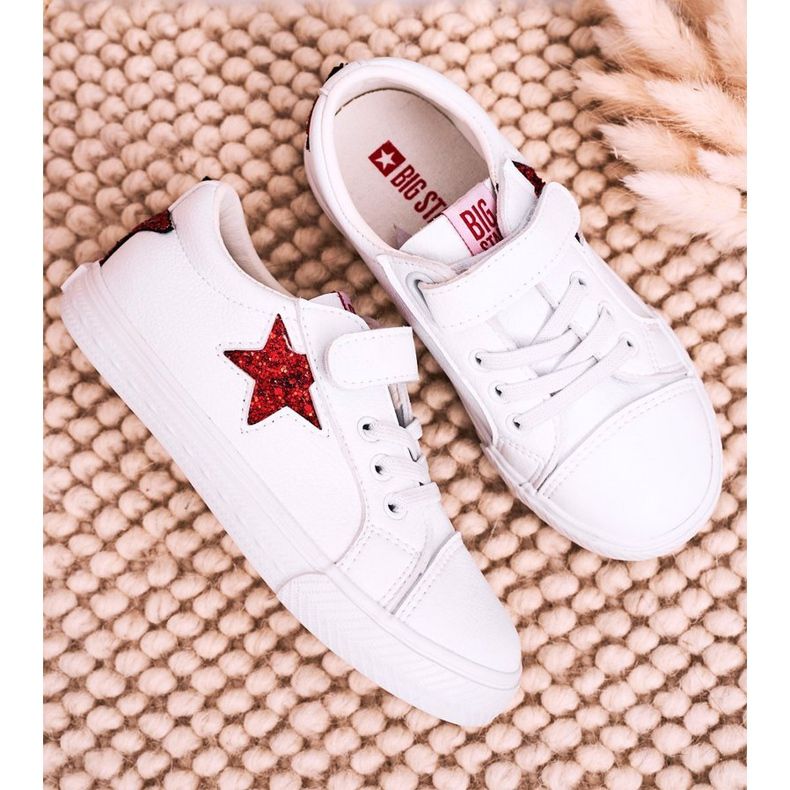 Baskets en cuir pour enfants avec une étoile Big Star DD374102 Blanc blanche 2