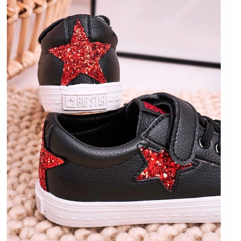 Baskets en cuir pour enfants avec une étoile Big Star DD374105 Noir 2