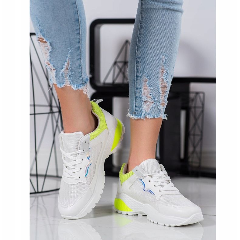 SHELOVET Baskets à empiècements jaunes blanc 1