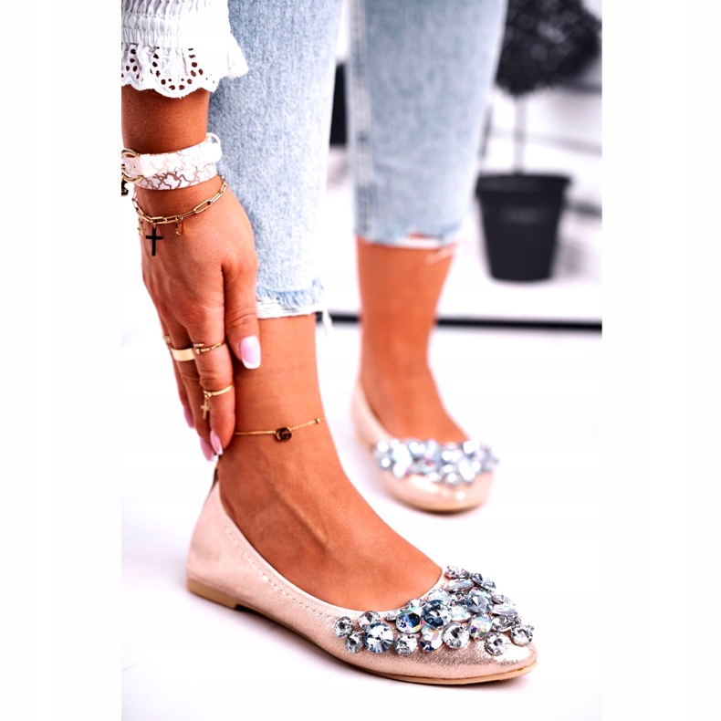 SEA Ballerines Femme Avec Pierres De Cristal Doré 1