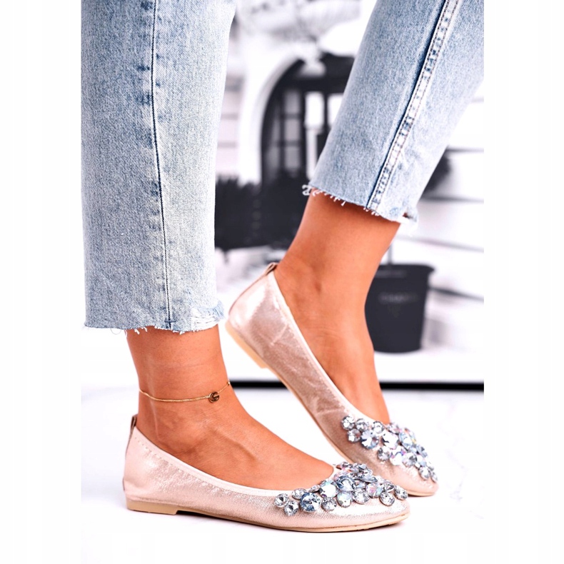 SEA Ballerines Femme Avec Pierres De Cristal Doré 4