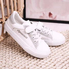 Apawwa Sneakers pour enfants avec brocart blanc et argent Camila 2