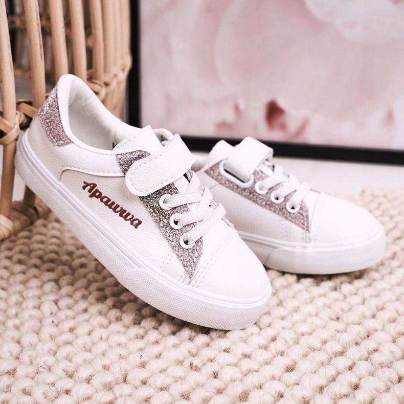 Apawwa Baskets Enfant Brocart Blanc Camila blanche blanche 2