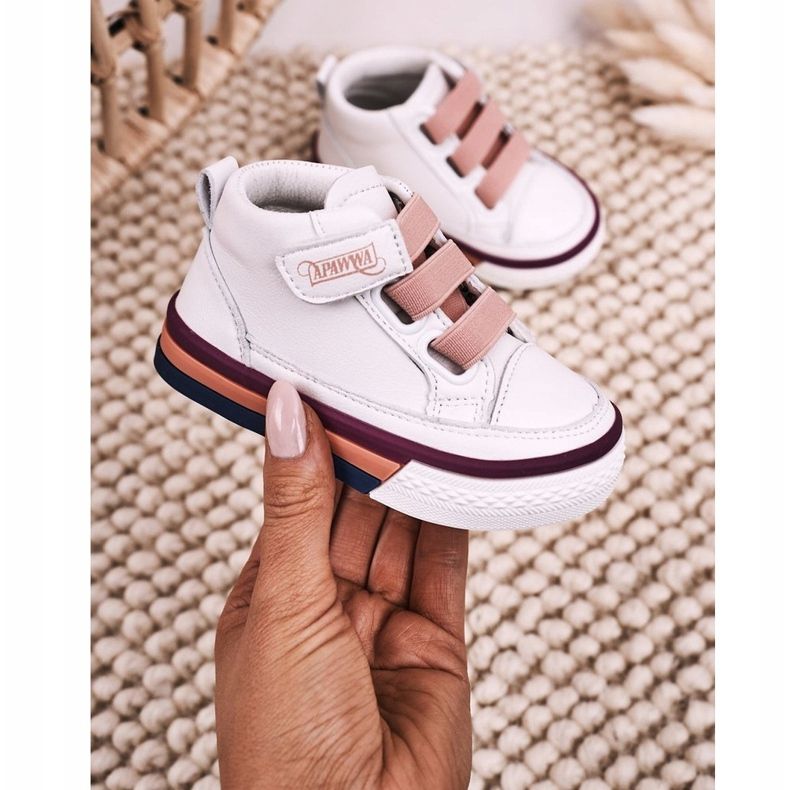 Apawwa Baskets montantes pour enfants blanches et roses Baxter ['blanc', 'rose'] 2