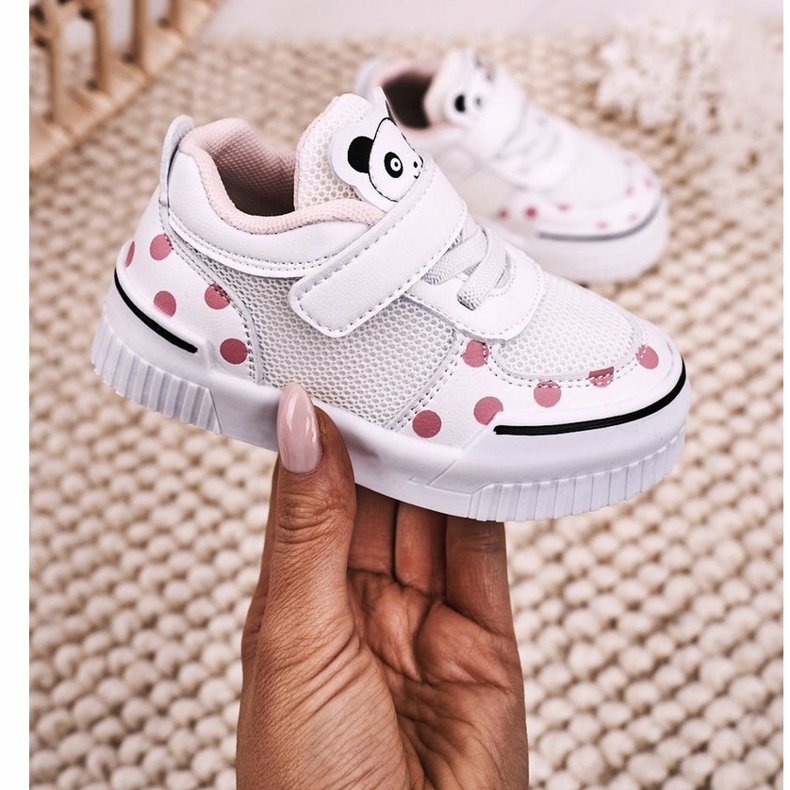 Apawwa Chaussures De Sport Enfant Avec Panda Blanc Et Rose Chico 2