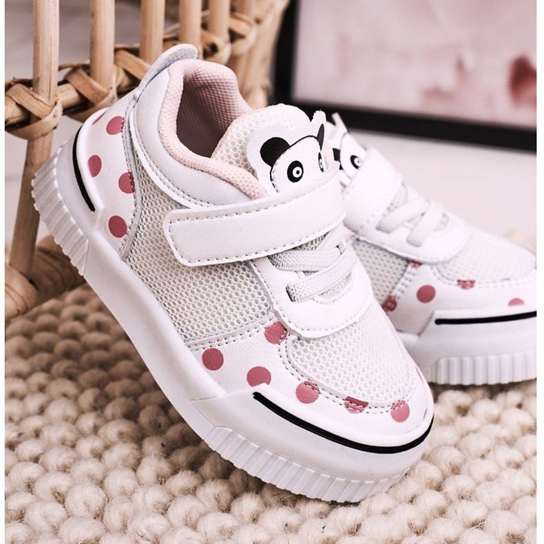 Apawwa Chaussures De Sport Enfant Avec Panda Blanc Et Rose Chico 1