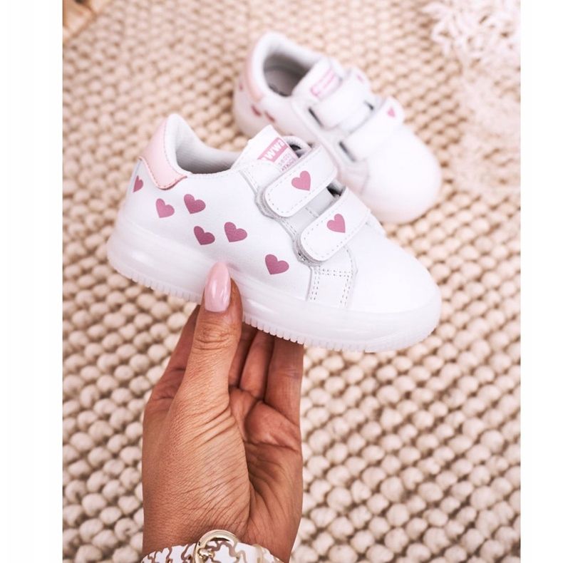 Apawwa Chaussures De Sport Enfant Avec Une Semelle Illuminée Led Blanc-Rose Boomer blanche 2