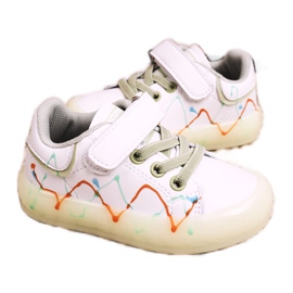 Apawwa Chaussures De Sport Enfant Avec Semelle Illuminée Led Disco Blanc-Vert blanche 2