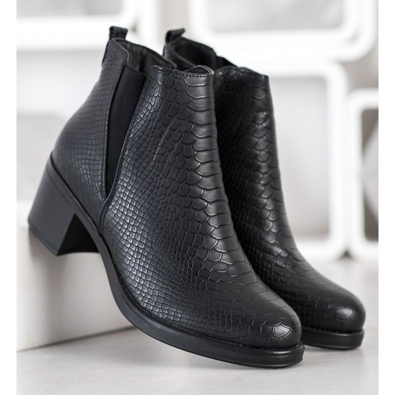 Sweet Shoes Bottines à imprimé serpent noir 1