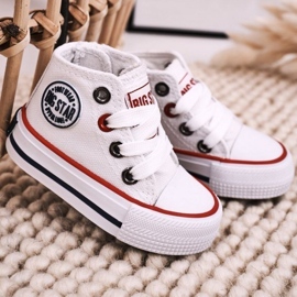 Baskets hautes pour enfants avec fermeture éclair Big Star HH374083 Blanc blanche blanche 1