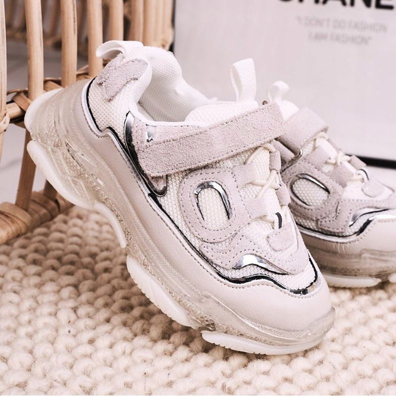 Apawwa Chaussures de sport pour enfants baskets avec semelle transparente blanc Bailey blanche 1