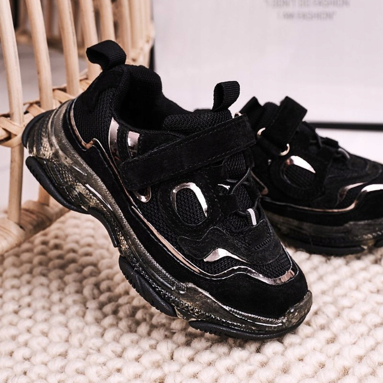 Apawwa Chaussures de sport pour enfants baskets à semelle transparente noir Bailey le noir 1