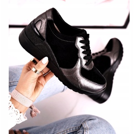 S.Barski Baskets Compensées En Cuir Femme Noir Roxette le noir multicolore argent 4