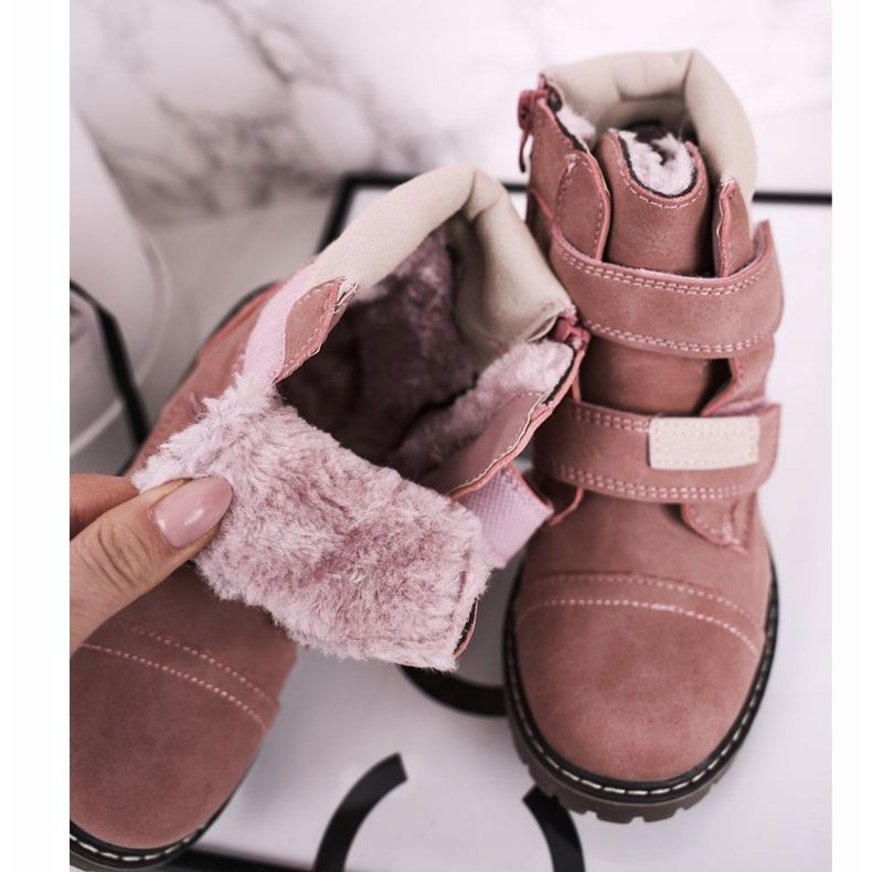 Apawwa Bottes Trappeurs Enfant Chauffées Avec Fourrure Rose Emma beige 1