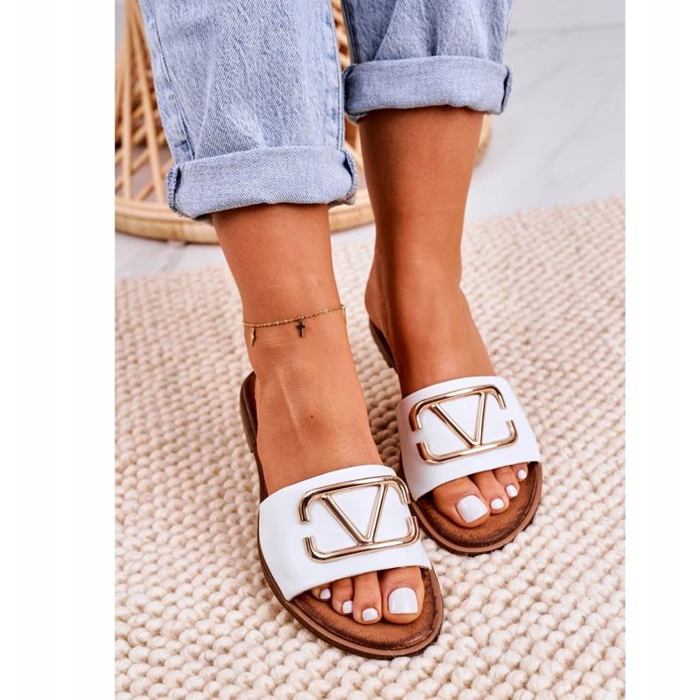 Nicole Chaussons Classiques Femme en Cuir Blanc Evie blanche 1