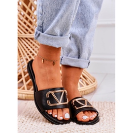 Nicole Pantoufles Classiques En Cuir Pour Femmes Noir Evie le noir 2