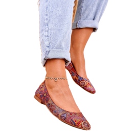 Ballerines Maciejka En Cuir Pour Femmes Rouge Avec Des Fleurs 04100-38 multicolore 3