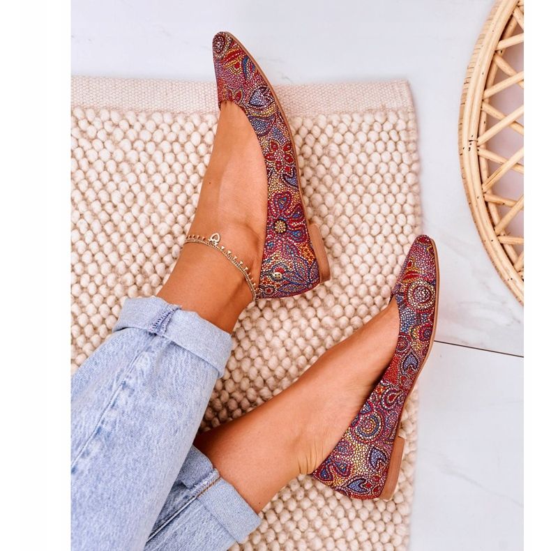 Ballerines Maciejka En Cuir Pour Femmes Rouge Avec Des Fleurs 04100-38 multicolore 2