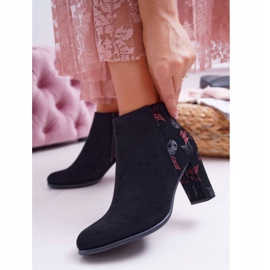 Bottes Pour Femmes À Talons Hauts Sergio Leone Avec Des Fleurs Roses Folk Noir Eros2 le noir 1