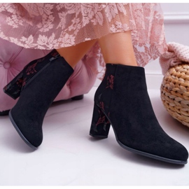 Bottes Pour Femmes À Talons Hauts Sergio Leone Avec Des Fleurs Roses Folk Noir Eros2 le noir 2