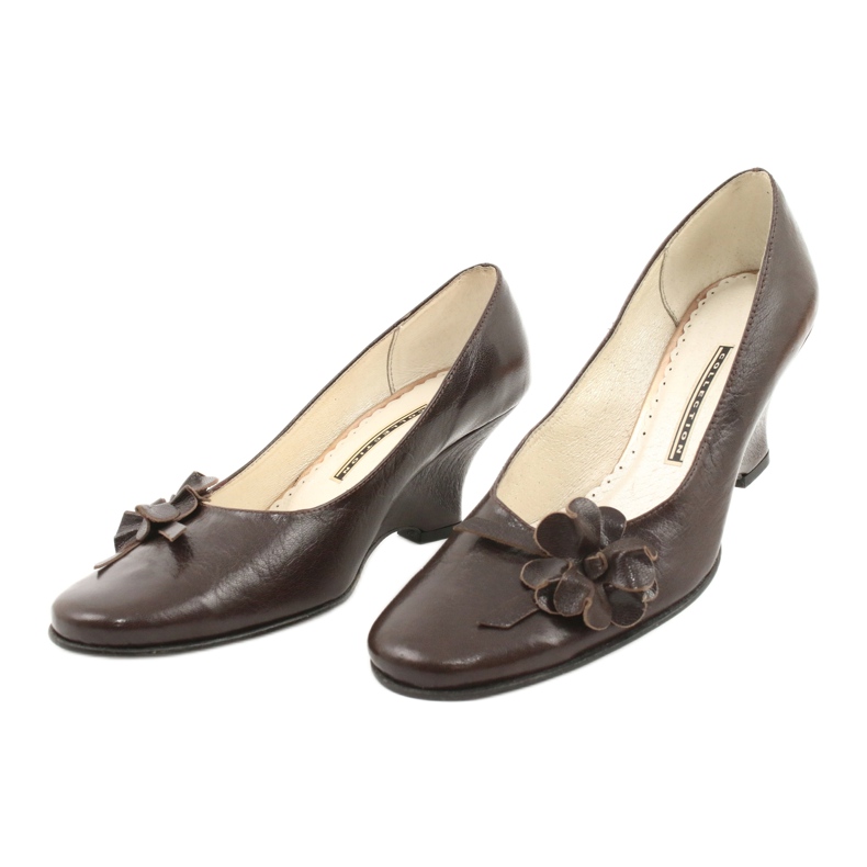 Escarpins en Cuir Marron Pees brun 2