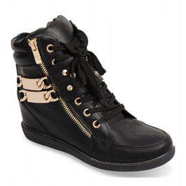 Baskets Baskets Sur Bottes Compensées Ovye WF100 Noir le noir d'or 4