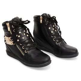 Baskets Baskets Sur Bottes Compensées Ovye WF100 Noir le noir d'or 5